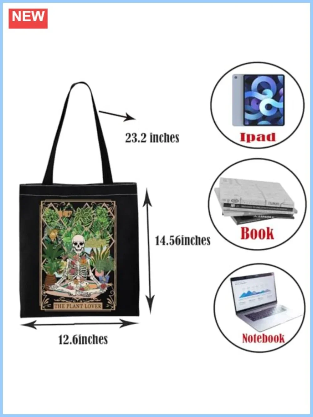 Skeleton Plant Tote Bag Tarot Card The Plant Lover Reusable Polyester